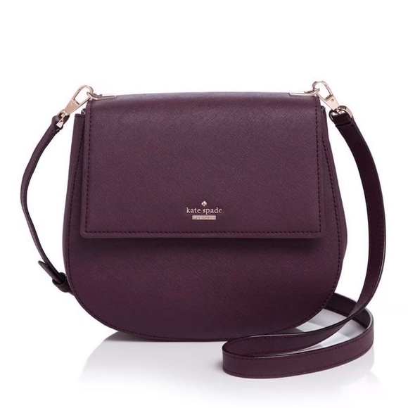 Kate Spade Plum Purple Leather Cameron Street Byrdie Crossbody Saddle Bag *Flaw*